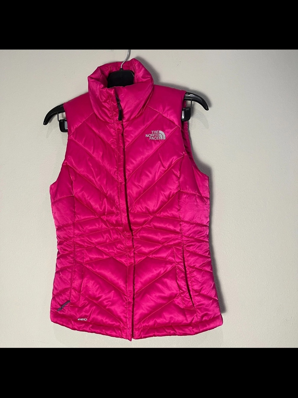 The North Face Hot Pink 550 Down Puffer Vest Sleeveless Jacket womens Sz XS
